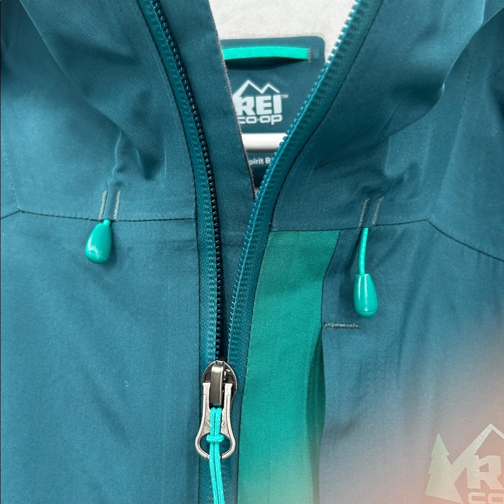 REI Co-op Gore-Tex Hooded Rain Jacket Teal Green Women’s Large - Picture 7 of 13